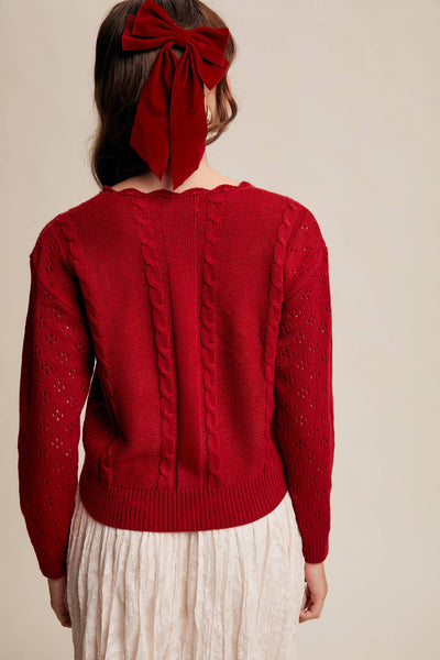 Handmade Crochet Flower Cardigan: Red