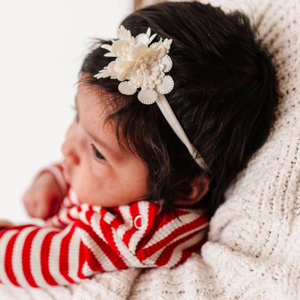 Baby Bling® Flower Skinny soft nylon headband: Magnolia Dusty Blue