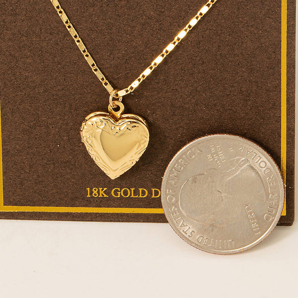 Gold Dipped Locket Heart Pendant Necklace: G - Lulu Bella Boutique