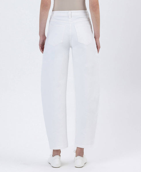 SUPER HIGH RISE OPTIC WHITE PANEL BARREL JEANS F5880WH: OPTIC WHITE / 25 - Lulu Bella Boutique