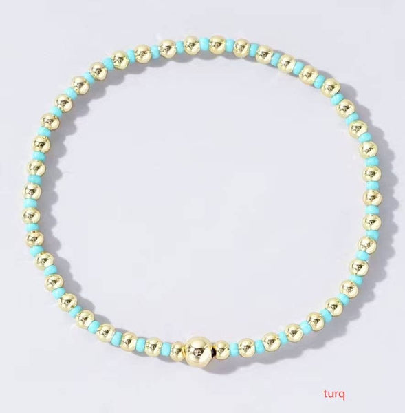 BOHO COLORFUL BALL BEADED BRACELET | 40B5223: Black - Lulu Bella Boutique