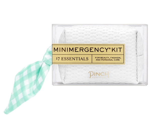 Gingham Scarf Minimergency Kit: White Basketweave Blue Gingham - Lulu Bella Boutique