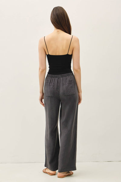 TENCEL WIDE LEG PANTS: Charcoal / S - Lulu Bella Boutique