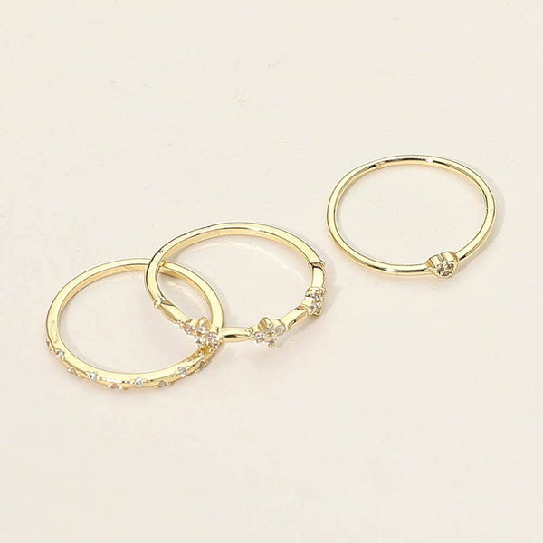 SECRET BOX_3PCS Genuine Gold Dipped Minimal Stackable Fashion Ring Set - Lulu Bella Boutique