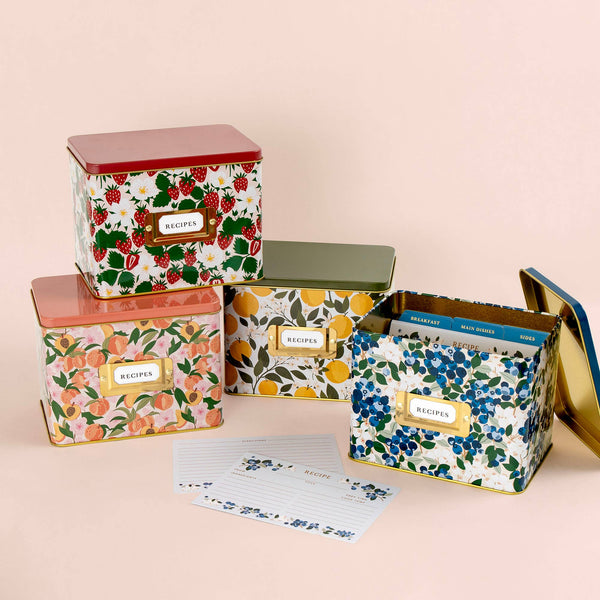 Blueberry Field Tin Recipe Box - Lulu Bella Boutique
