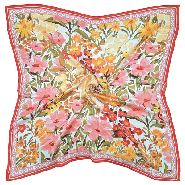 FLORAL PRINT SQUARE SCARF, WLQS 149: BLU - Lulu Bella Boutique