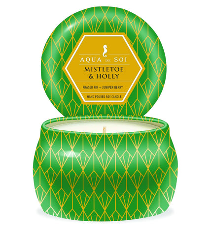 Mistletoe & Holly 9oz Candles Tin