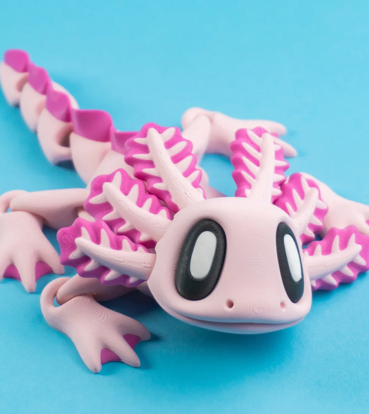 Articulated Axolotl 3D Printed Toy, Articulated Fidget Toy: Pink / Small - 4 inch - Lulu Bella Boutique