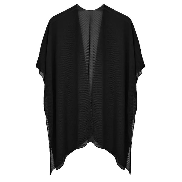 Solid Chiffon Ruana Poncho: Black - Lulu Bella Boutique