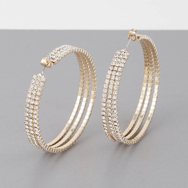 Triple Jewel Hoop Earrings: GCL