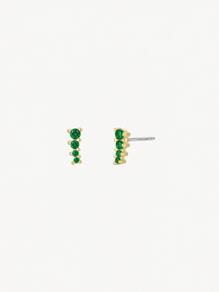 Mini Crawler - Emerald CZ - Gold Earrings