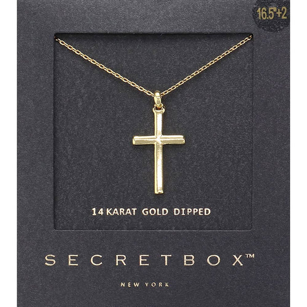 SECRET BOX_14K Gold Dipped Cross Pendant Necklace
: Gold