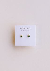 Double Stud Stack - Emerald - Gold Earrings - Lulu Bella Boutique