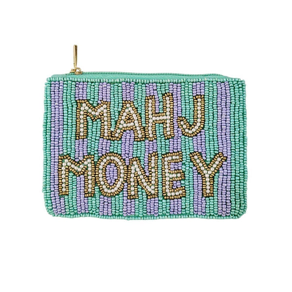 MAHJ MONEY Seed Beaded Striped Mini Pouch Bag