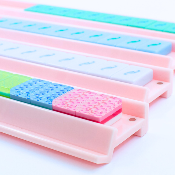 MAHJONG RACKS | Premium Acrylic | 4 Racks + 4 Pushers: Solid Magenta
