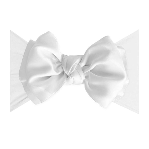 Baby Bling® Satin FAB® soft nylon headband with satin bow: White - Lulu Bella Boutique