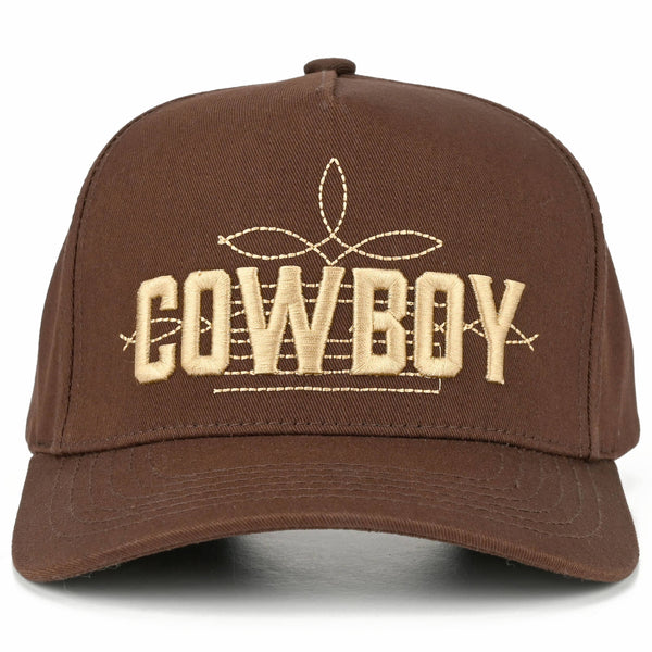 C.C COWBOY Letter Embroidered on Two Tone Trucker Hat: Brown/Brown - Lulu Bella Boutique