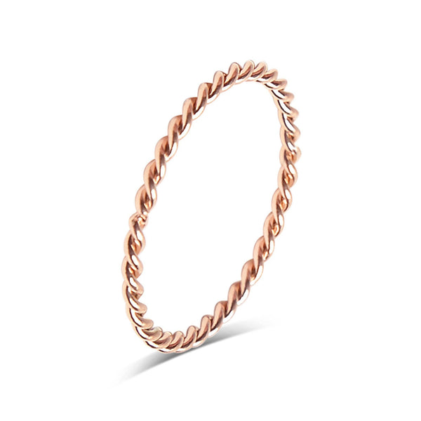Stainless Steel Braided Stacking Ring - Hypoallergenic: Gold / 5