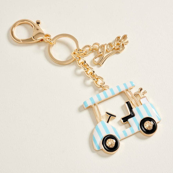 Golf Cart Charm Drop Keychain Bag Charm: Pink - Lulu Bella Boutique