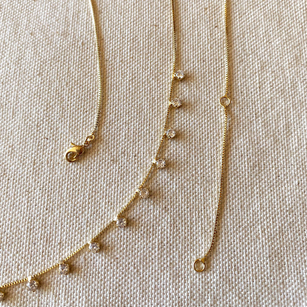 18k Gold Filled Belly Chain With Cubic Zirconia Stones - Lulu Bella Boutique