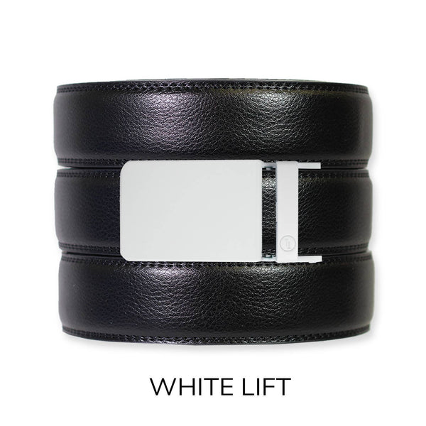 Black Leather Ratchet Belt & Buckle Set: Gun Metal - Lulu Bella Boutique