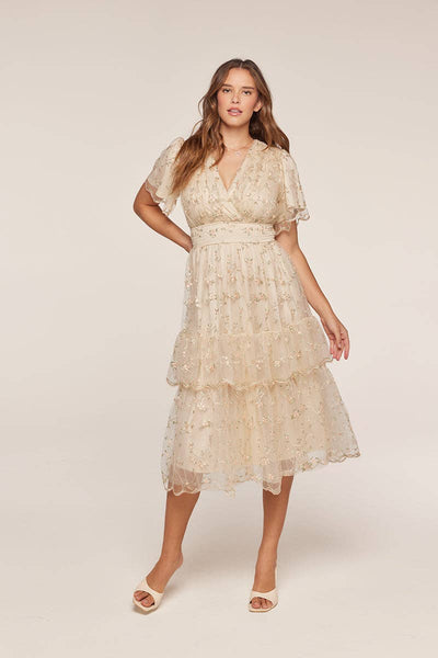 Mesh Embroidery Dress: Peach/Sage / S - Lulu Bella Boutique