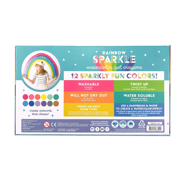Rainbow Sparkle: Watercolor Gel Crayons (Set of 12) - Lulu Bella Boutique