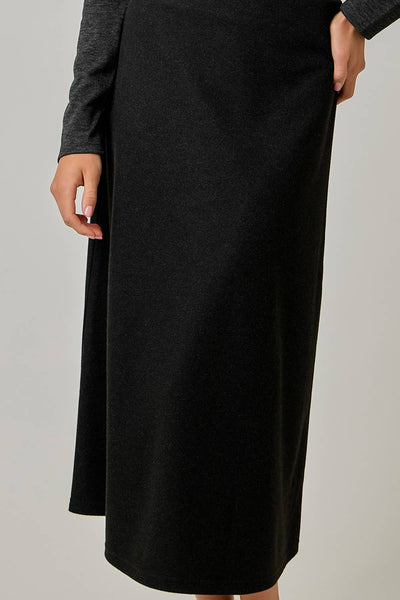 Essential Wool Blend Midi Skirt: Black