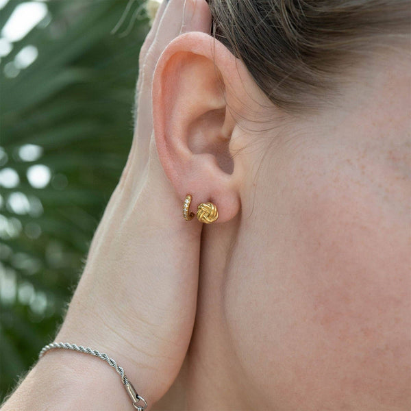 18K Gold PVD Stainless Steel Knot Stud Earrings: Gold - Lulu Bella Boutique