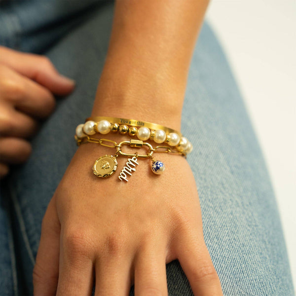 18K Gold PVD You Got This Engraved Bangle Bracelet: Gold