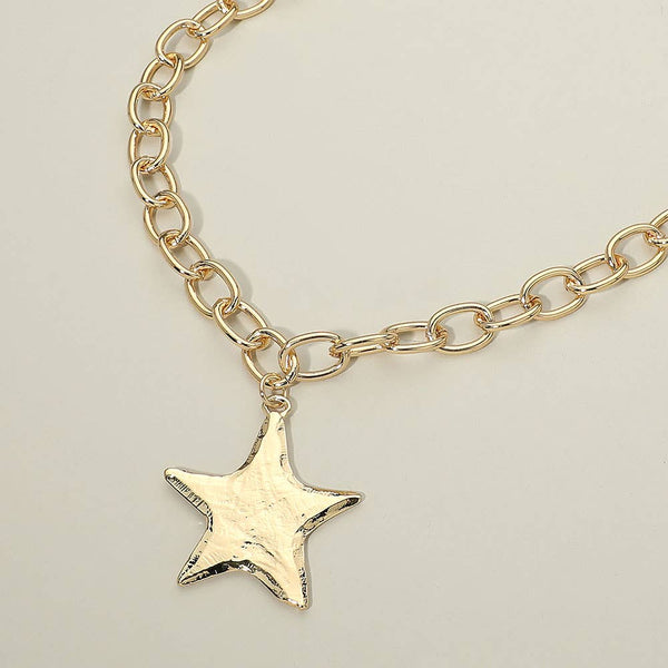 Metal Star Charm Pendant Chunky Chain Necklace