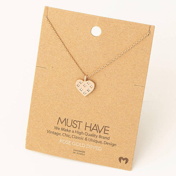 Dainty Pave Heart Star Charm Necklace: G - Lulu Bella Boutique