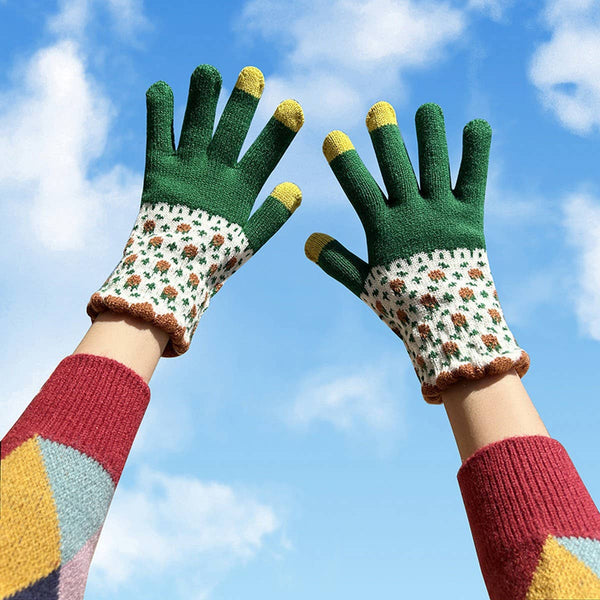 Cute Knit Gloves for Women – Touchscreen Warm_CWAG0147: GREEN1 / (OS) 1 - Lulu Bella Boutique