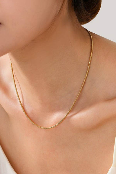 STAINLESS STEEL WATERPROOF TARNISH FREE NECKLACE | 40NK318: SNAKE - Lulu Bella Boutique