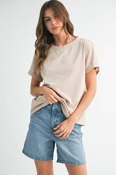 8314DN Mali Baby Tee Short Sleeve Top 1: Oat / Contemporary / L - Lulu Bella Boutique
