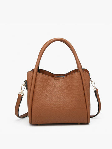 M2533 Ruby 3-Compartment Satchel w/ Dual Handles: Brown - Lulu Bella Boutique