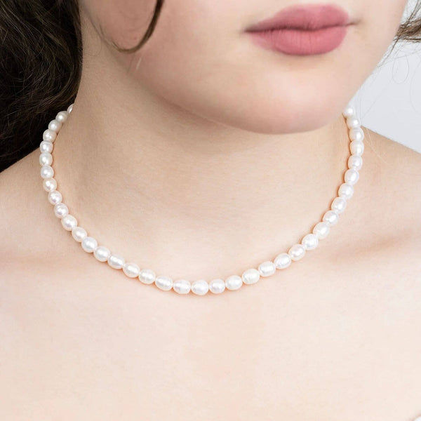 18K Gold PVD Freshwater Pearl Beaded Necklace: Gold