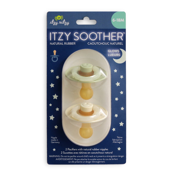Itzy Soother™ Natural Rubber Paci Sets: Glow 0-6 M