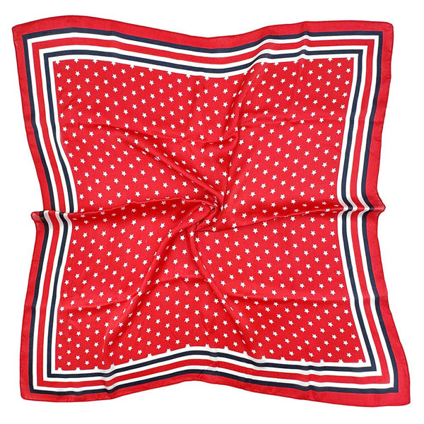 Classic Patriotic Star Pattern Print Square Scarf: Red
