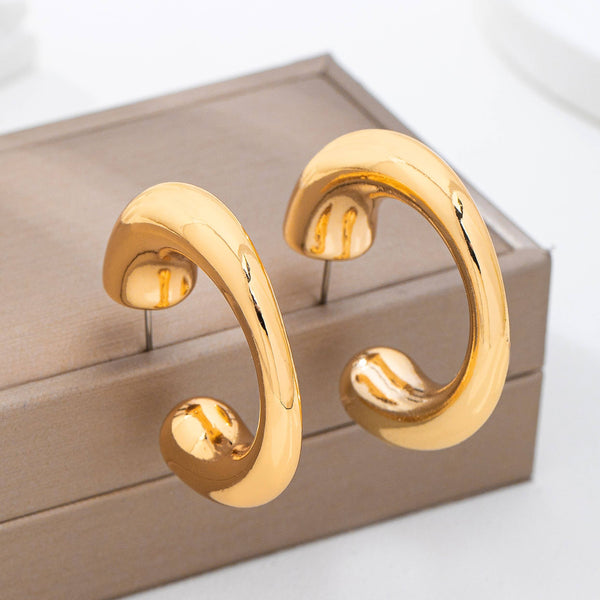 Bold Gold-Tone Chunky Tubular Open Hoop Earrings | 80E62231: Gold - Lulu Bella Boutique