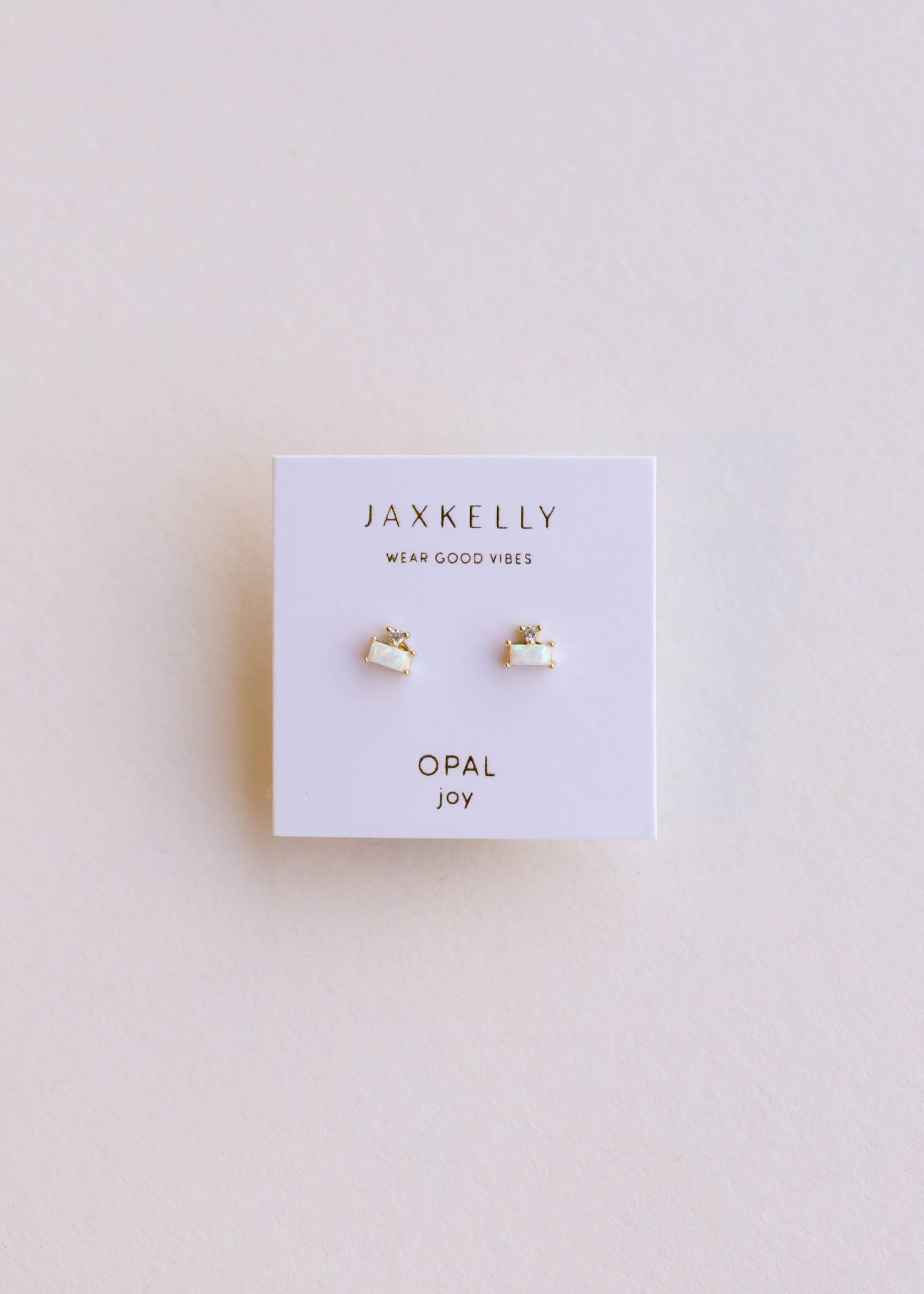 Double Stud Stack Gold Earrings - Opal White - Lulu Bella Boutique