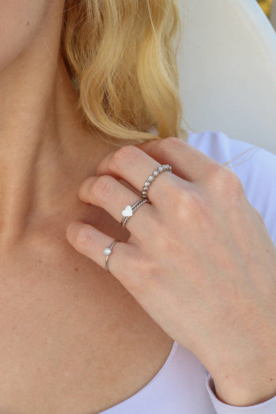 Stainless Steel Birthstone Stacking Ring: January / 4