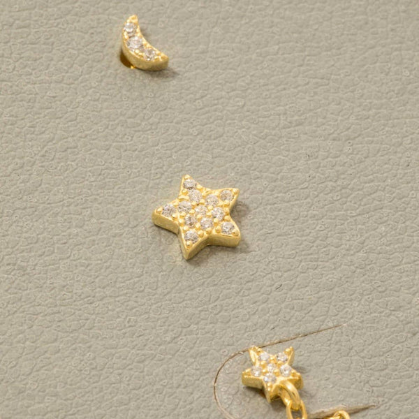 Sterling Silver Cz Stars And Moon Stud Earrings Set: RZ - Lulu Bella Boutique