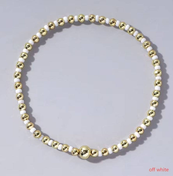 BOHO COLORFUL BALL BEADED BRACELET | 40B5223: Black - Lulu Bella Boutique