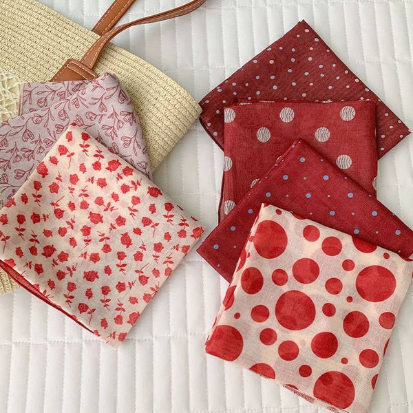 Maillard style French polka dots red square scarf Bandana - Lulu Bella Boutique