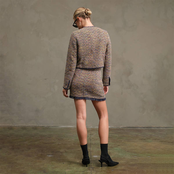 Tweed Jacket With Organza Trim: MULTI