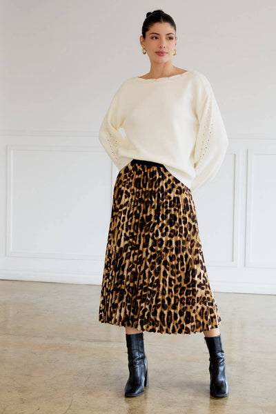 Animal Print Pleated Midi Skirt - Lulu Bella Boutique