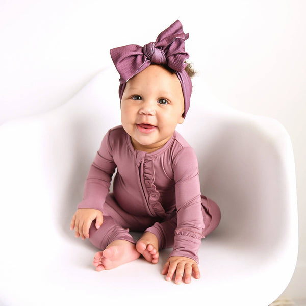 Bamboo Baby Pajama Sleepies Little Baby Ruffle Zip Kate Mauve: Newborn