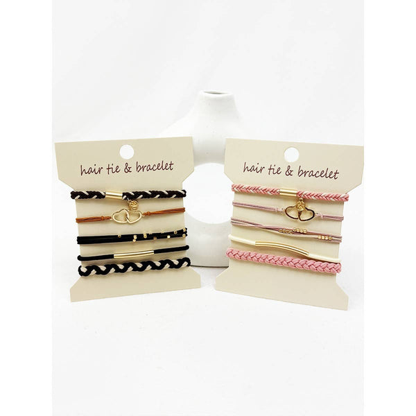 Boho Inspired HEART Theme Hair Tie Bracelets: MIX COLOR / ONE(6) - Lulu Bella Boutique