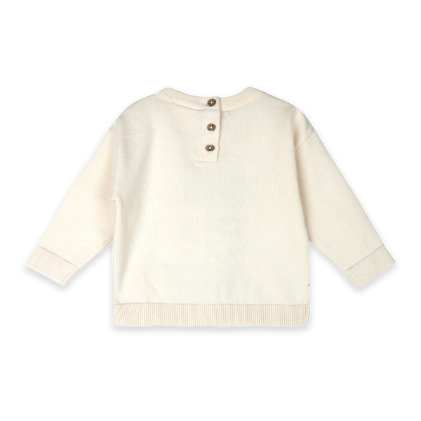 Ski Club Embroidered Baby Knit Pullover (Organic Cotton): Ecru
